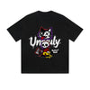 Solid Color T-Shirt Unruly Cat Skull Rules Nah Street Cartoon Graphic Print Casual Daily Streetwear Feel lives