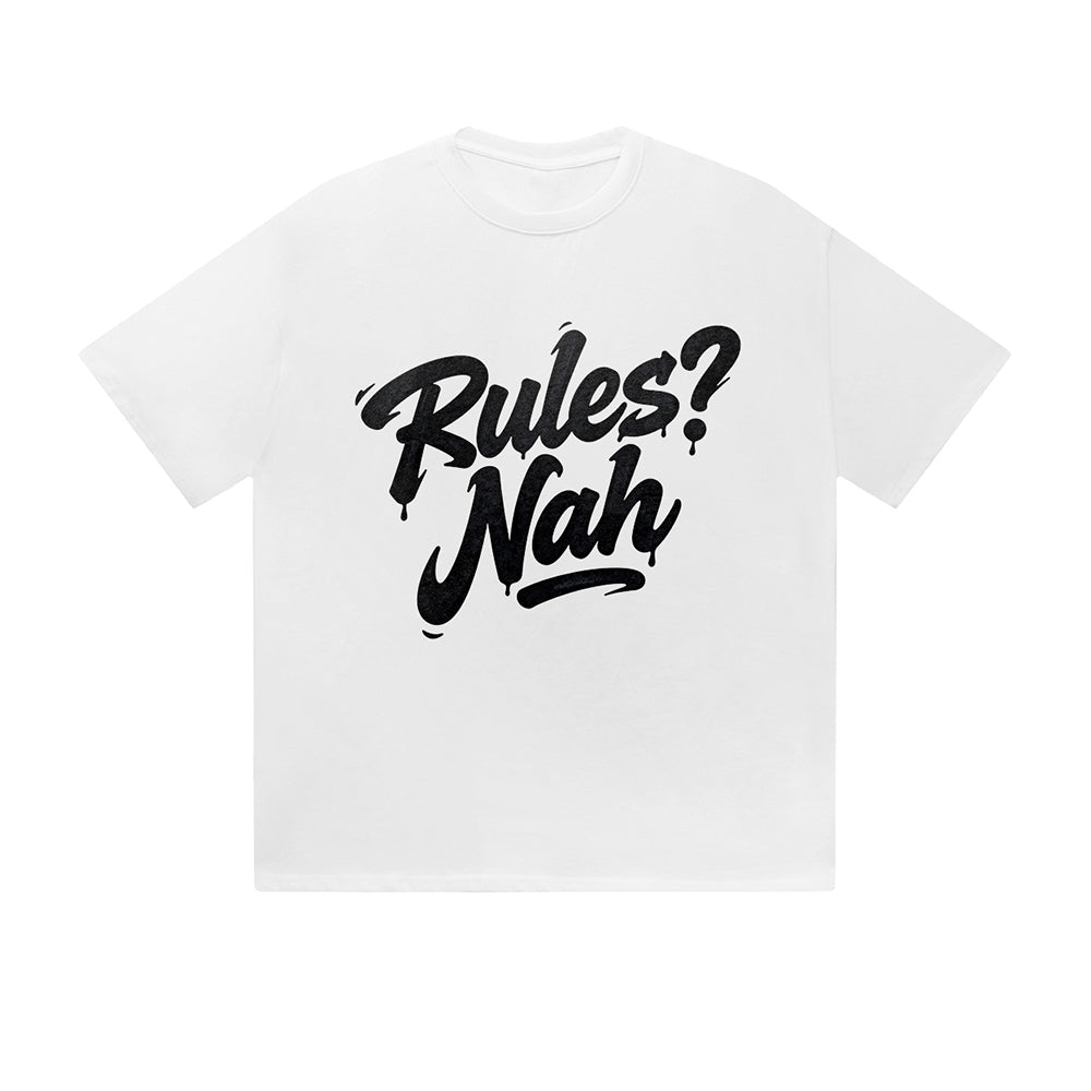 Einfarbiges T-Shirt Regeln Nah Tropfen Text Einstellung Grafikdruck Lässig Tägliche Streetwear Gefühl lebt