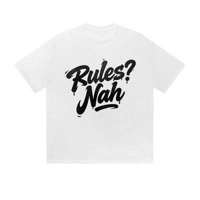 Solid Color T-Shirt Rules Nah Drip Text Attitude Graphic Print Casual Daily Streetwear Feel lives
