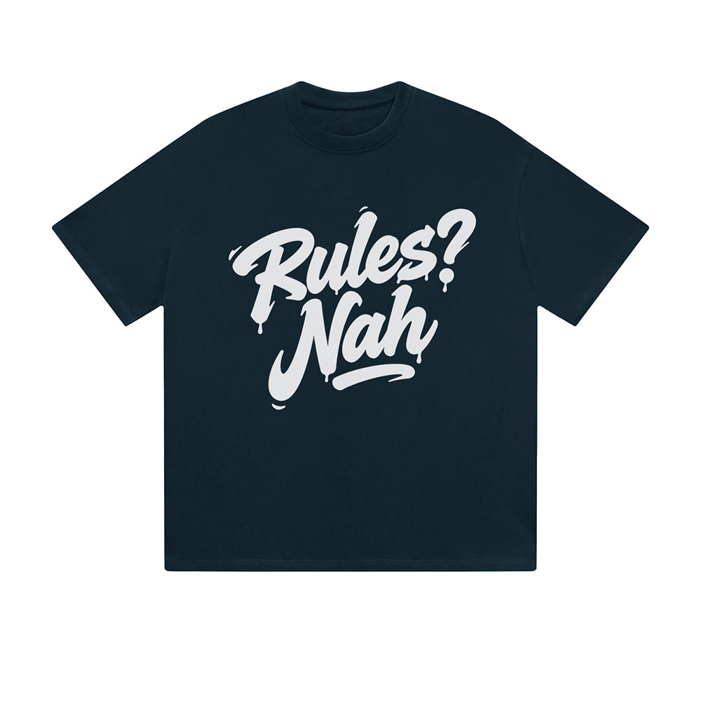 Einfarbiges T-Shirt Regeln Nah Tropfen Text Einstellung Grafikdruck Lässig Tägliche Streetwear Gefühl lebt