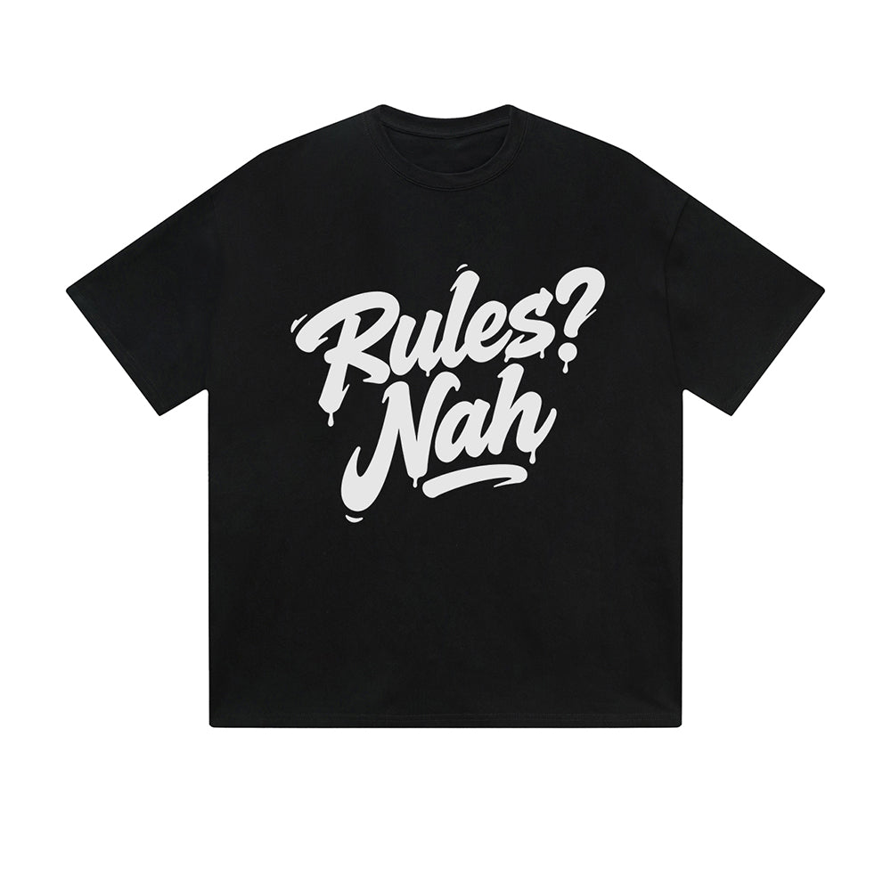 Einfarbiges T-Shirt Regeln Nah Tropfen Text Einstellung Grafikdruck Lässig Tägliche Streetwear Gefühl lebt