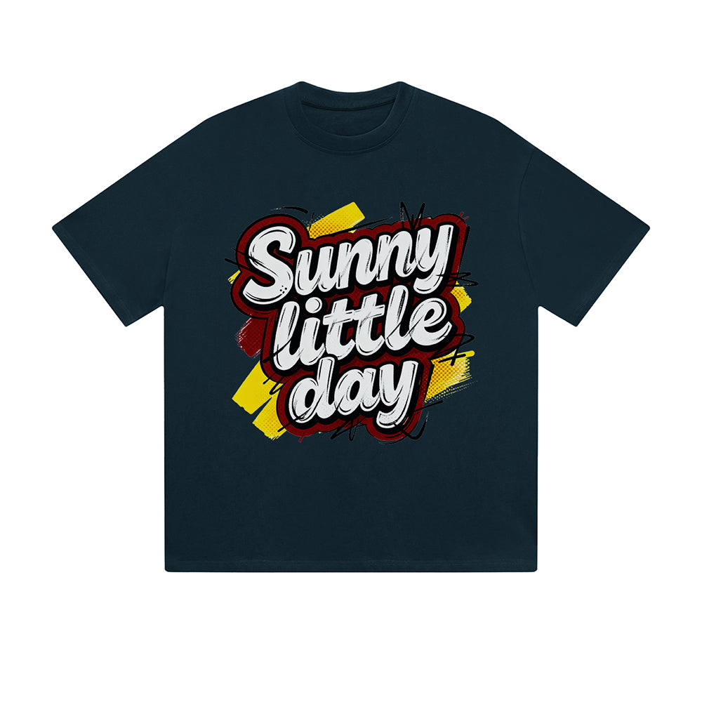 Solid Color T-Shirt Sunny Little Day Colorful Retro Text Graphic Print Casual Daily Streetwear Feel lives
