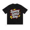 Solid Color T-Shirt Sunny Little Day Colorful Retro Text Graphic Print Casual Daily Streetwear Feel lives