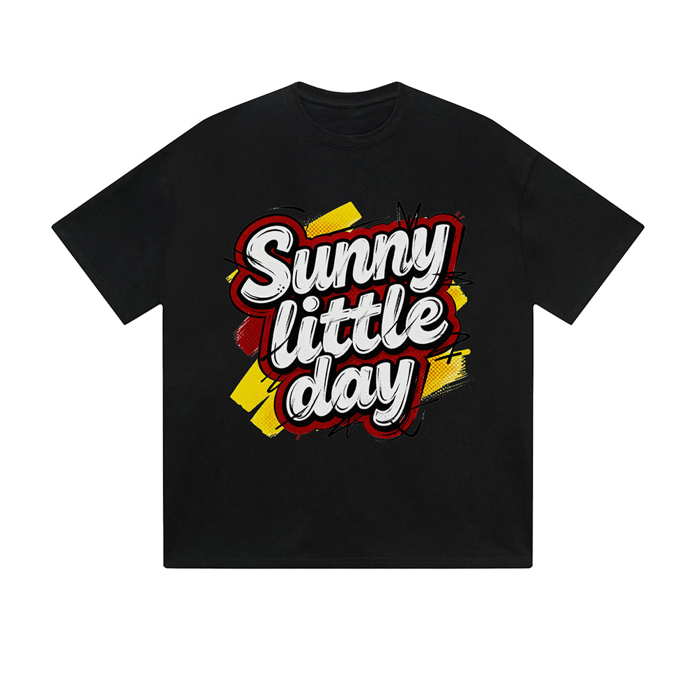 Solid Color T-Shirt Sunny Little Day Colorful Retro Text Graphic Print Casual Daily Streetwear Feel lives