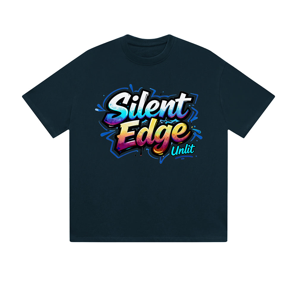 Solid Color T-Shirt Silent Edge Unlit Colorful Graffiti Text Graphic Print Casual Daily Streetwear Feel lives