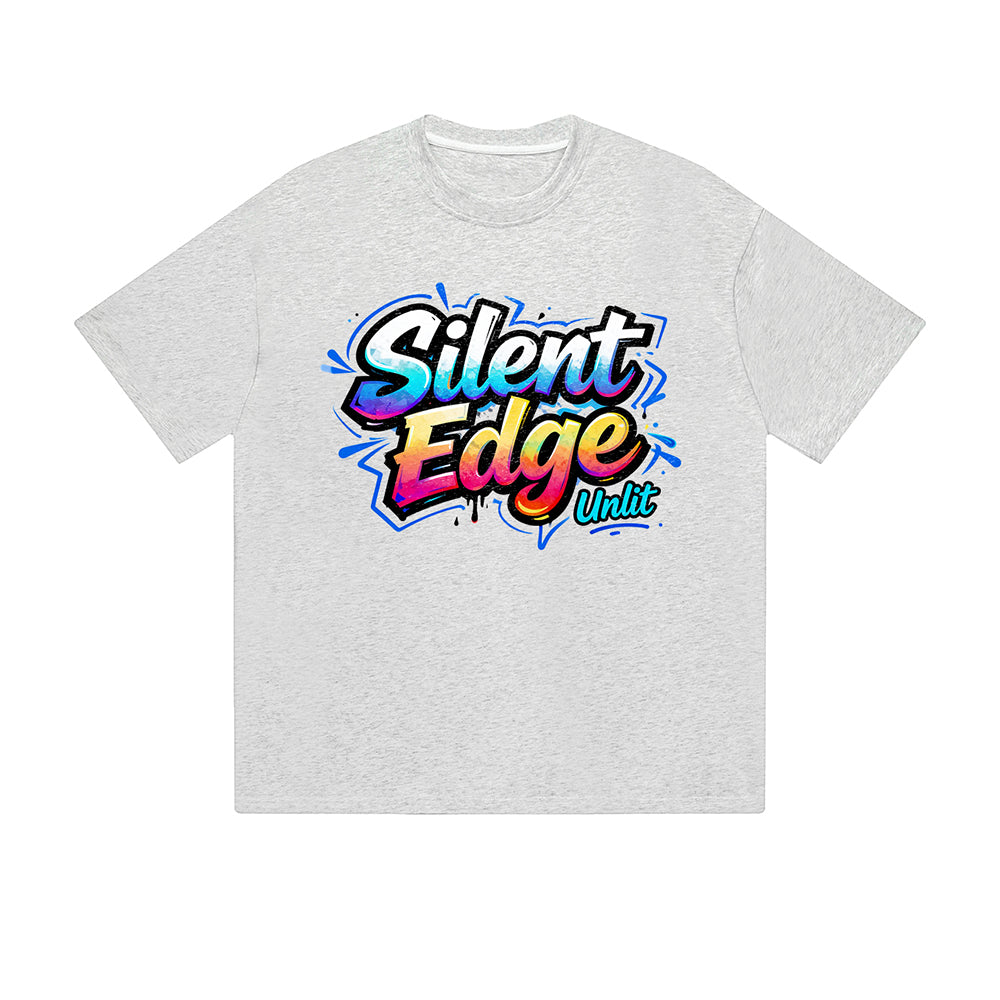 Solid Color T-Shirt Silent Edge Unlit Colorful Graffiti Text Graphic Print Casual Daily Streetwear Feel lives