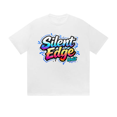 Solid Color T-Shirt Silent Edge Unlit Colorful Graffiti Text Graphic Print Casual Daily Streetwear Feel lives