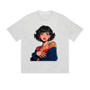 Solid Color T-Shirt Fashion Woman Portrait Jewelry Art Graphic Print Casual Daily Streetwear Feel lives