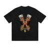 T-shirt uni, imprimé graphique hip-hop, mains d'argent, chaîne en or, dollar, style streetwear décontracté. Sentez-vous bien.