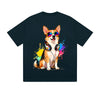 Solid Color T-Shirt Cool Corgi Dog Headphone Sunglasses Music Paint Splash Graphic Print Casual Daily Streetwear Feel lives
