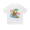 Solid Color T-Shirt Surf Day Crocodile Surfing Beach Fun Cartoon Graphic Print Casual Daily Streetwear Feel lives