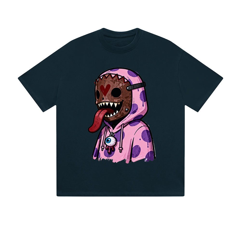 Solid Color T-Shirt Monster Hoodie Purple Drip Cartoon Graphic Print Casual Daily Streetwear Feel lives