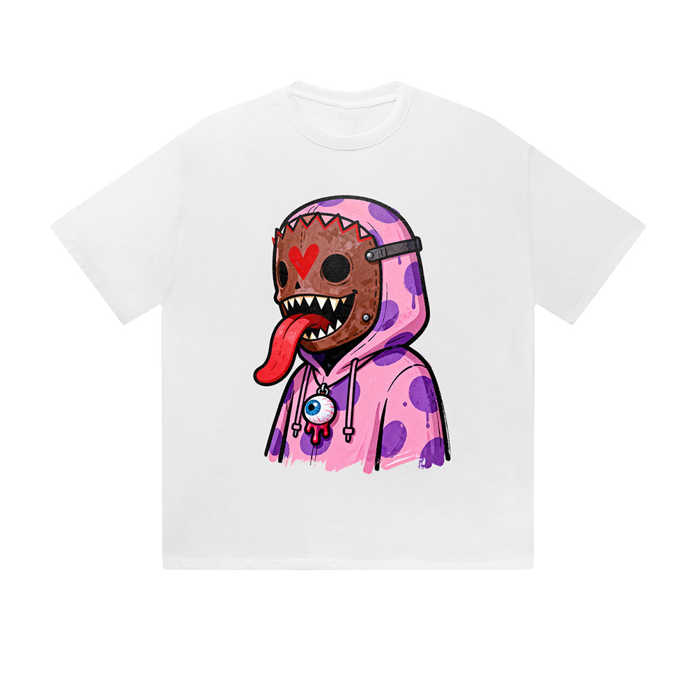 Solid Color T-Shirt Monster Hoodie Purple Drip Cartoon Graphic Print Casual Daily Streetwear Feel lives