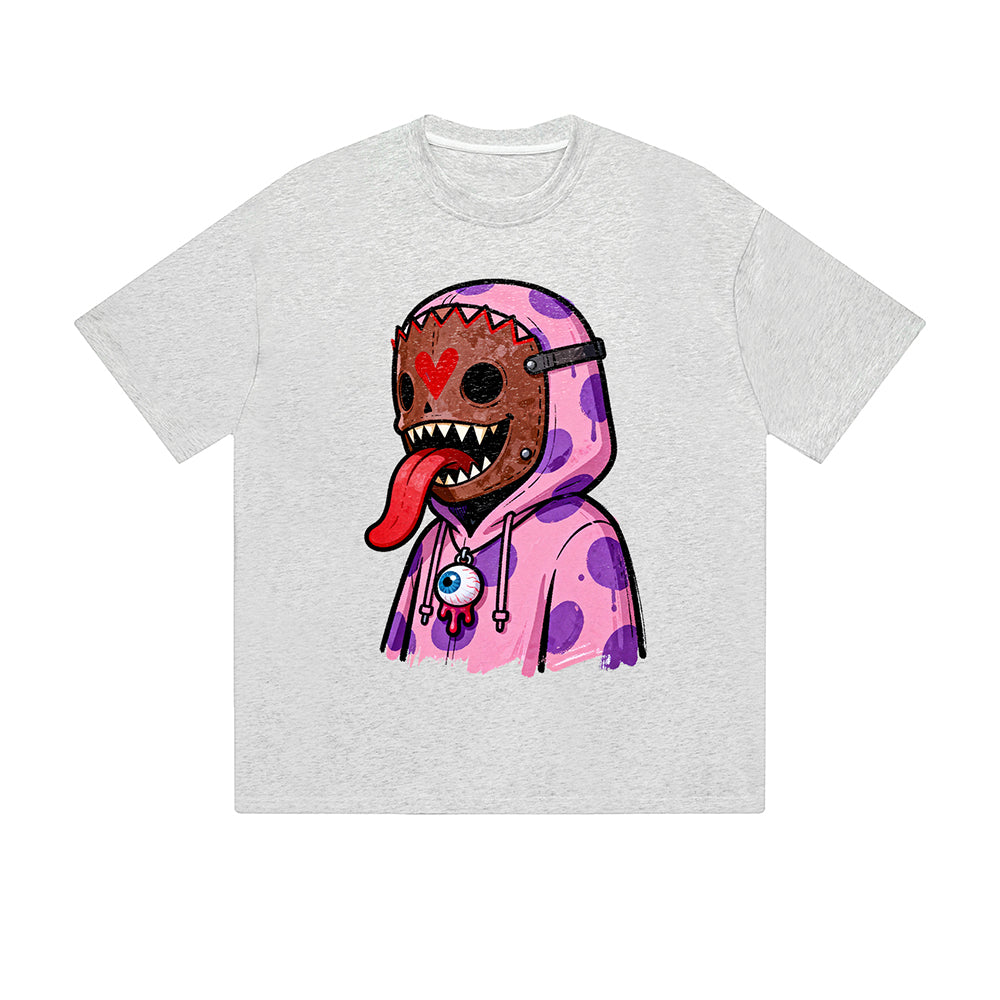 Solid Color T-Shirt Monster Hoodie Purple Drip Cartoon Graphic Print Casual Daily Streetwear Feel lives
