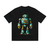 Einfarbiges T-Shirt Retro-Roboter Steampunk Mechanisch Cartoon Grafikdruck Lässige Alltagsmode Streetwear Feel lives