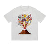 Solid Color T-Shirt Volcano Eruption Fun Icons Panda Rocket Cake Graphic Print Casual Daily Streetwear Feel lives