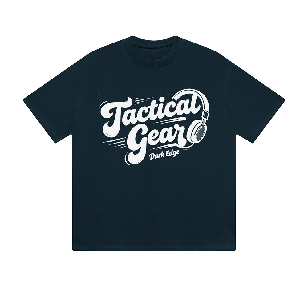 Solid Color T-Shirt Tactical Gear Dark Edge Headphone Text Graphic Print Casual Daily Streetwear Feel lives