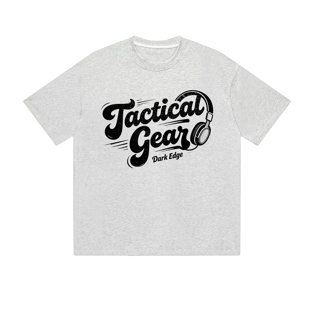 Solid Color T-Shirt Tactical Gear Dark Edge Headphone Text Graphic Print Casual Daily Streetwear Feel lives