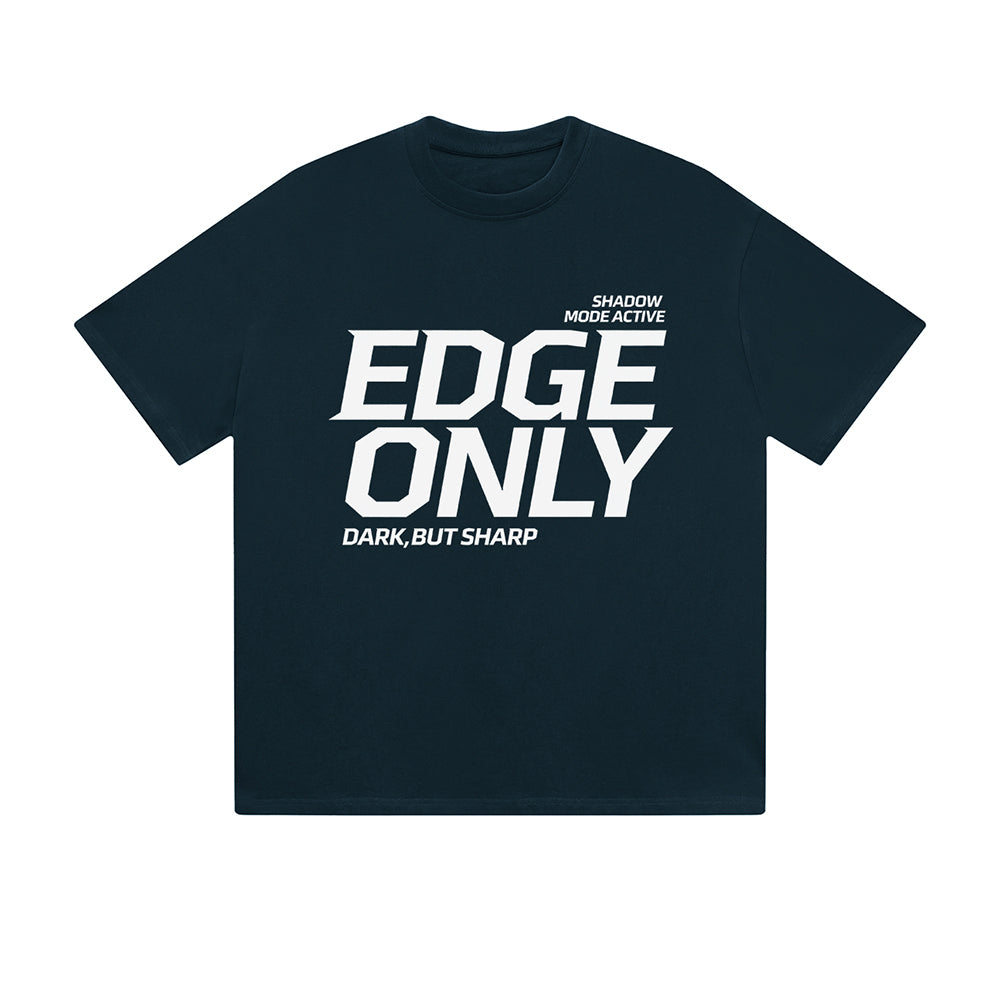 T-shirt uni, bordure ombrée, texte actif, imprimé graphique, style streetwear décontracté au quotidien.