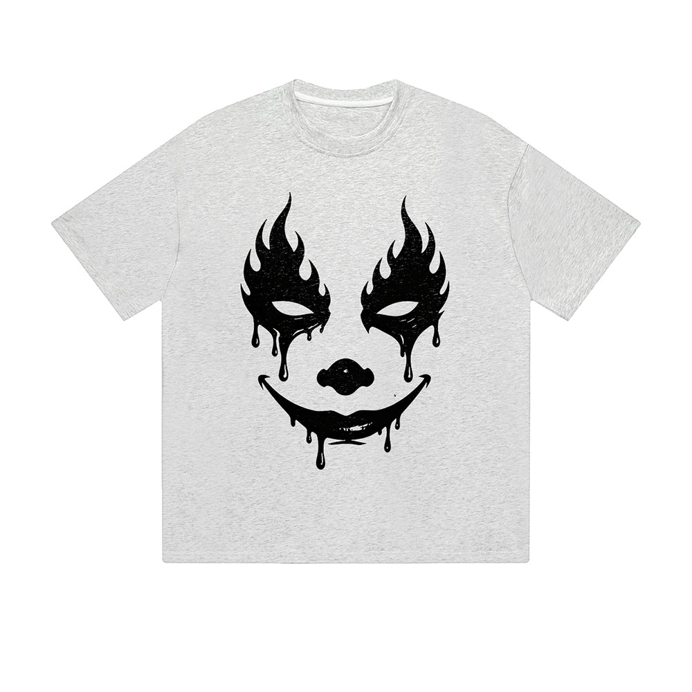 Solid Color T-Shirt Flame Eyes Clown Face Drip Gothic Graphic Print Casual Daily Streetwear Feel lives