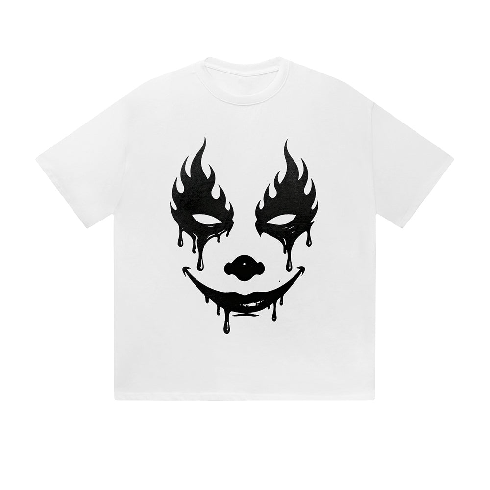 Solid Color T-Shirt Flame Eyes Clown Face Drip Gothic Graphic Print Casual Daily Streetwear Feel lives