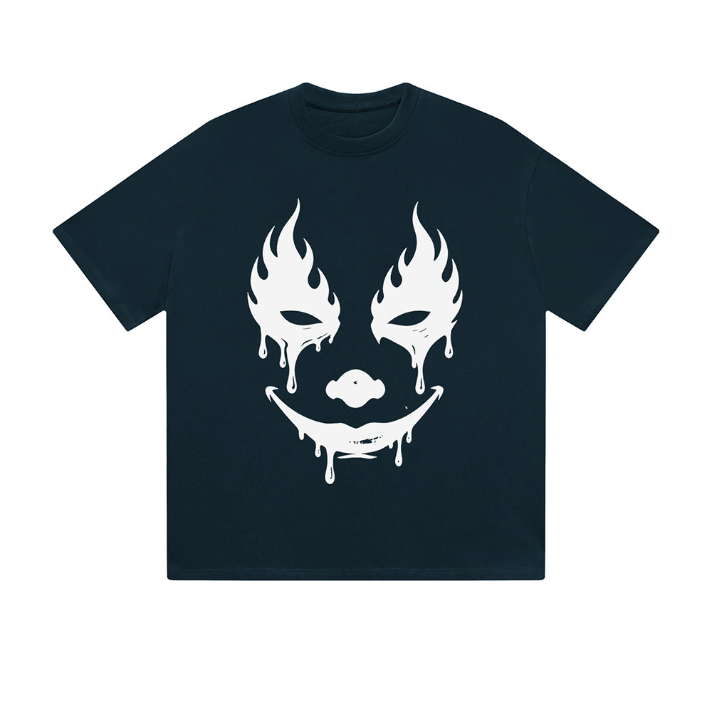 Solid Color T-Shirt Flame Eyes Clown Face Drip Gothic Graphic Print Casual Daily Streetwear Feel lives