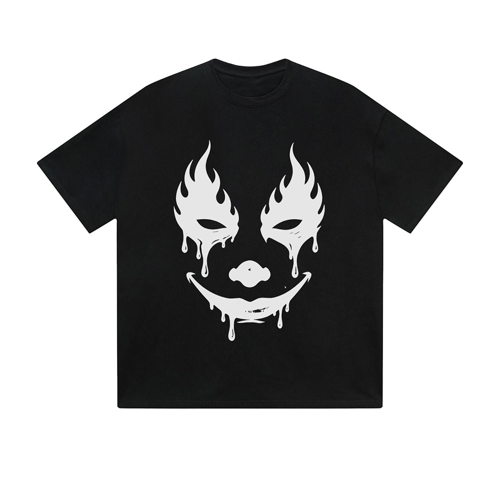 Solid Color T-Shirt Flame Eyes Clown Face Drip Gothic Graphic Print Casual Daily Streetwear Feel lives