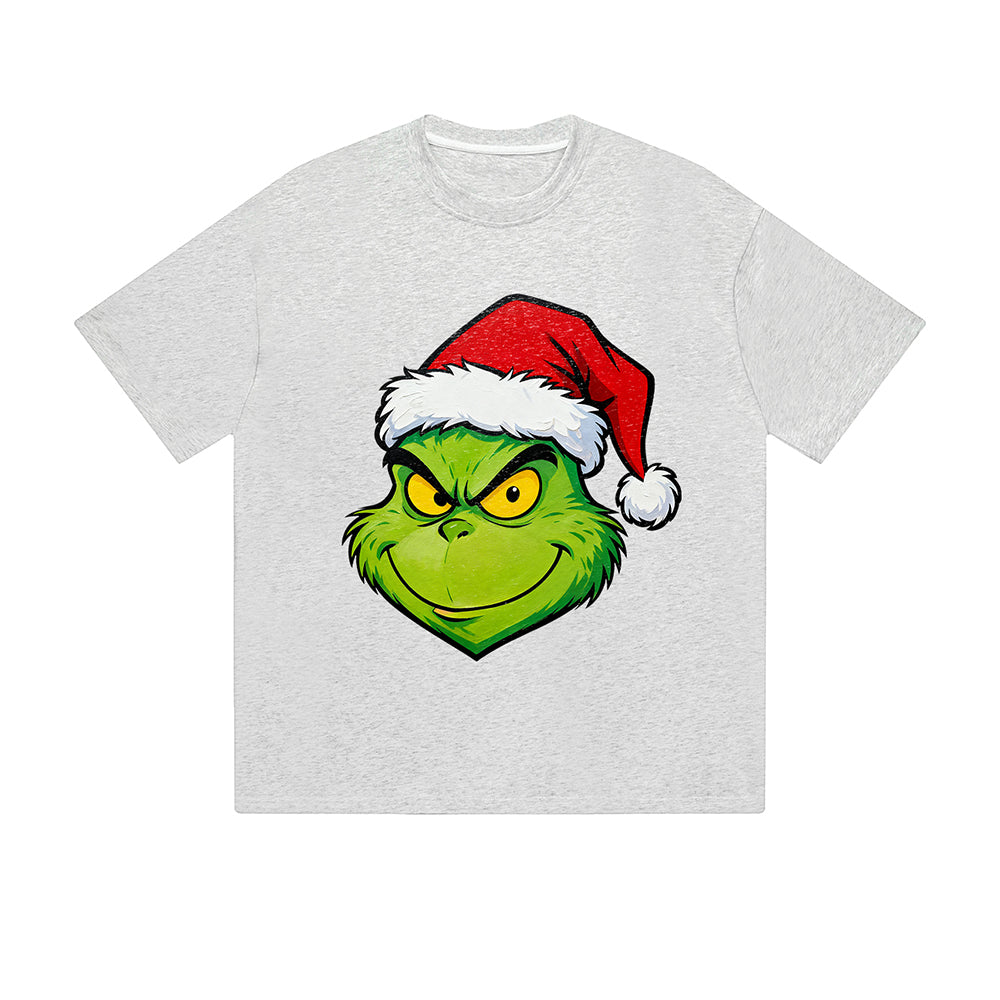 Solid Color T-Shirt Grinch Santa Hat Christmas Holiday Cartoon Graphic Print Casual Daily Streetwear Feel lives