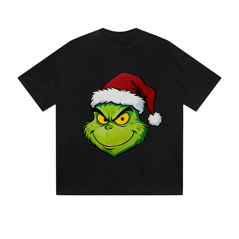 Solid Color T-Shirt Grinch Santa Hat Christmas Holiday Cartoon Graphic Print Casual Daily Streetwear Feel lives