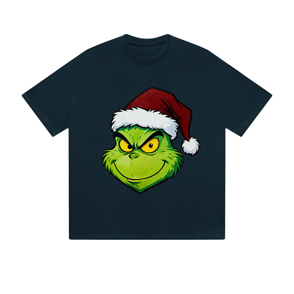 Solid Color T-Shirt Grinch Santa Hat Christmas Holiday Cartoon Graphic Print Casual Daily Streetwear Feel lives
