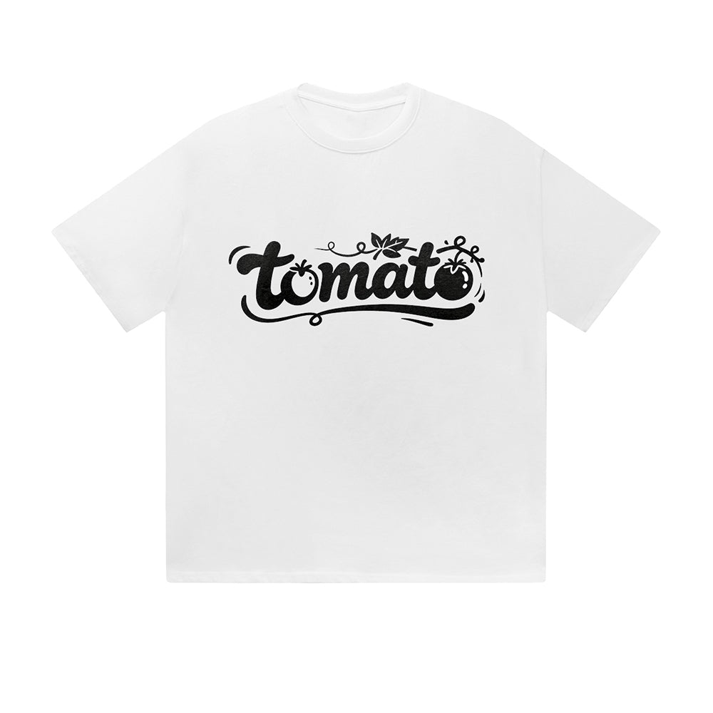 Solid Color T-Shirt Tomato Vine Text Graphic Print Casual Daily Streetwear Feel lives