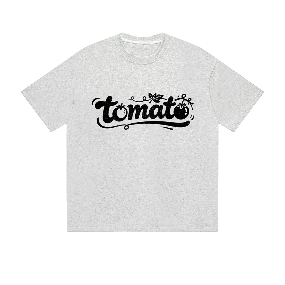 Solid Color T-Shirt Tomato Vine Text Graphic Print Casual Daily Streetwear Feel lives